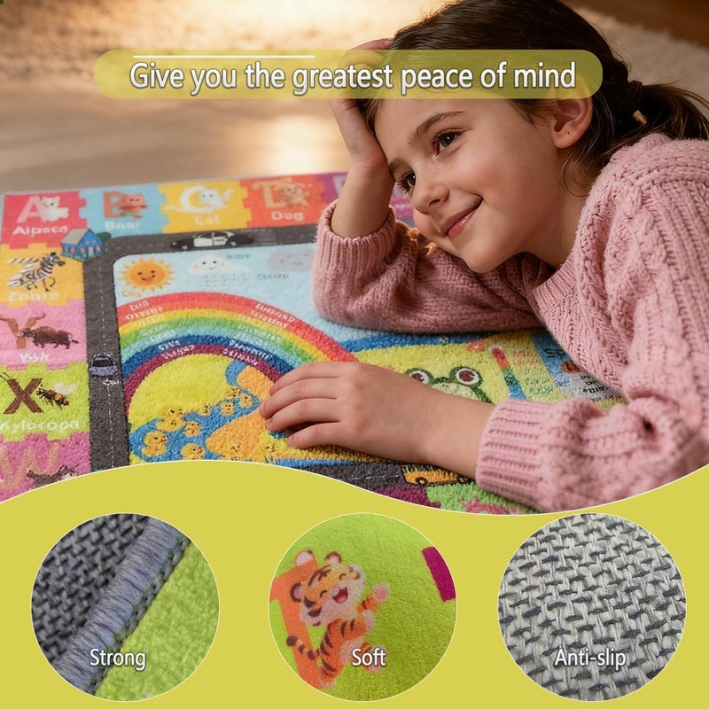 CLAILEIRS ABC Mats for Floor Babies 39×59 Inch, Soft Alphabet Floor Mat, Non-Slip Educational Learning Rug, Washable Letter Carpet for Daycare & Home - Image 3